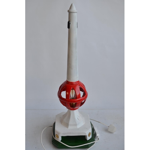 619 - Vintage railway semaphore finial, restored and repainted with added modern mains powered light and s... 