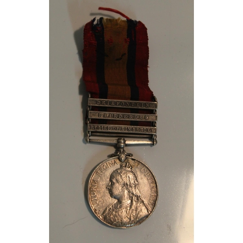 1 - Queen's South Africa Medal (3rd Type) to 6127 Pte W. Swindell of the East Kent  Regiment, with three... 