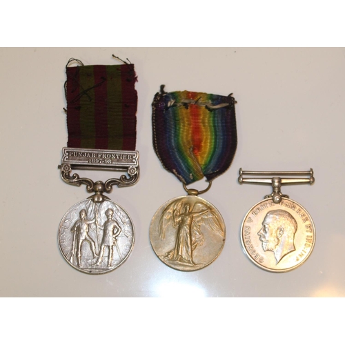 2 - India Medal to 2050 Drummer W. Swendell 1st Battalion The Buffs, with clasp, Punjab Frontier 1897-98... 