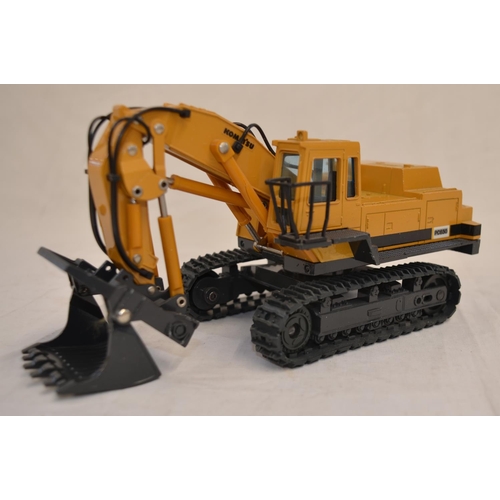 587 - Collection of damaged diecast construction machinery models, all A/F. Includes a JAOL 1/32 Komatsu P... 