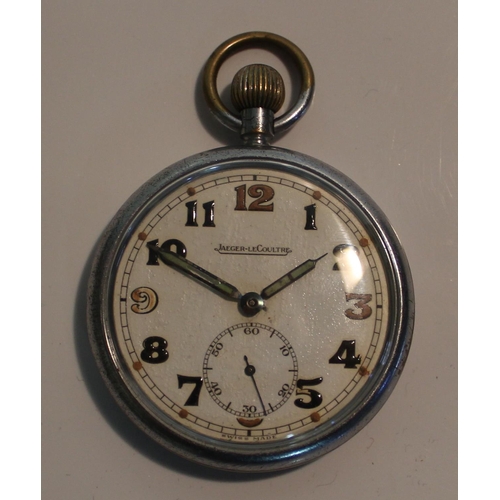 22 - Jaeger-Le-Coultre military pocket watch, G.S.T.P 280296XX, bass pocket compass, For King and Empire ... 