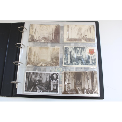 328 - Postcard album well filled with early C20th views of Ripon and surrounding areas, the remainder bein... 