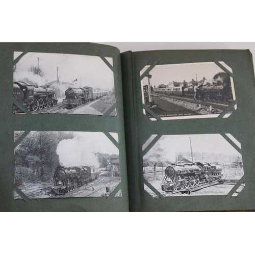 330 - Well filled postcard album of early C20th and later steam train and railway related cards incl. many... 