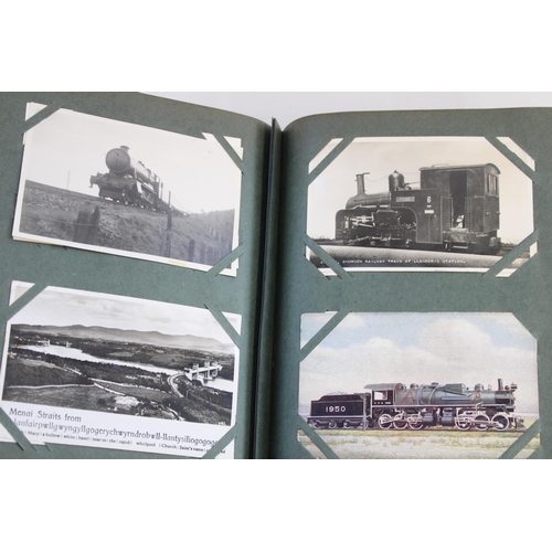 330 - Well filled postcard album of early C20th and later steam train and railway related cards incl. many... 