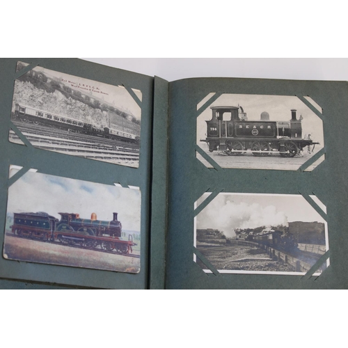 330 - Well filled postcard album of early C20th and later steam train and railway related cards incl. many... 