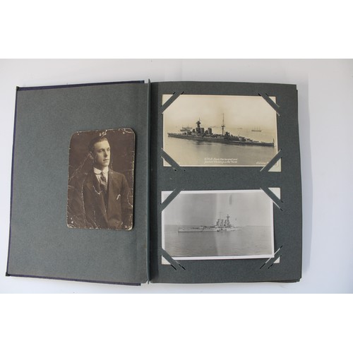 331 - Early C20th Postcard album containing mainly Royal Navy related photos and RPPCs c1915 to 1921 incl.... 