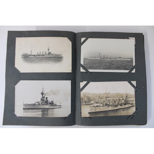 331 - Early C20th Postcard album containing mainly Royal Navy related photos and RPPCs c1915 to 1921 incl.... 