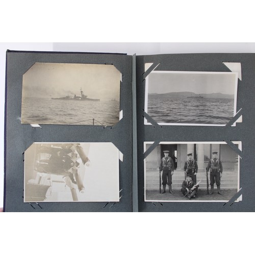 331 - Early C20th Postcard album containing mainly Royal Navy related photos and RPPCs c1915 to 1921 incl.... 