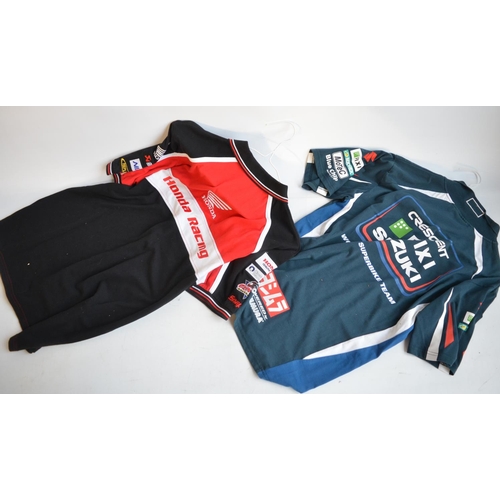 611 - Collection of racing team jackets and T-shirts to include a pair of Suzuki Collection fleece and wat... 