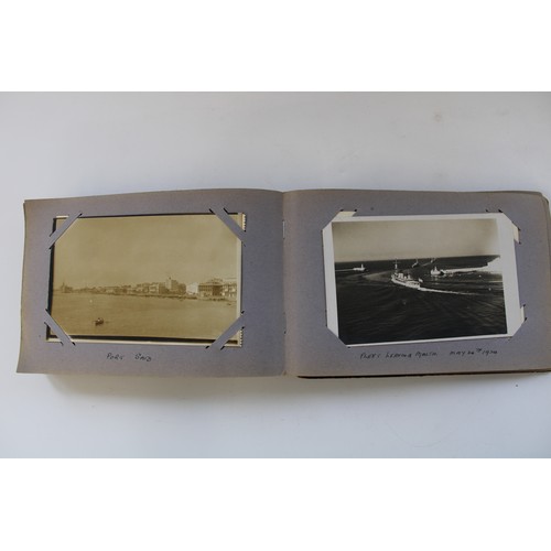 332 - c1920s postcard album showing postcards, photos and RPPCs from a Royal Navy telegraphists world tour... 