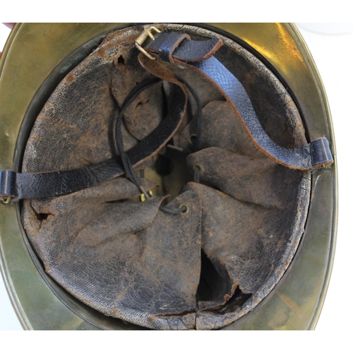 256A - Brass French Sapeurs Pompiers La Boissiere Fireman's Helmet. Complete with all outer parts and with ... 