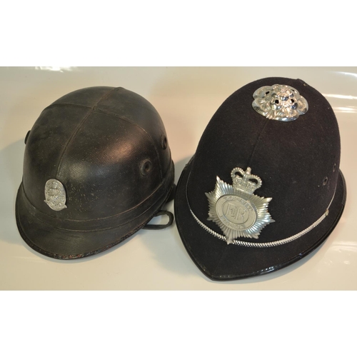 246 - Vintage Scottish Police motorcycle helmet and a modern Police helmet with Dorset badge (no sizes)