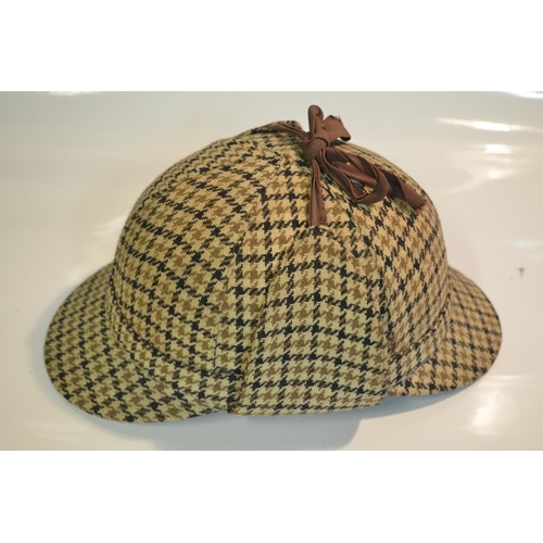 247 - English made Everoak vintage deerstalker motorbike helmet, cork lined hard plastic and fibreglass