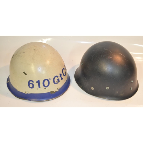 248 - Four helmets and helmet liners to include an Italian Army steel example, another possibly French in ... 