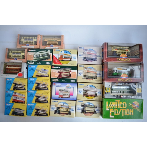 586 - Twenty Four boxed Corgi tram models to include limited editions.