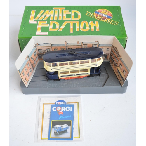 586 - Twenty Four boxed Corgi tram models to include limited editions.