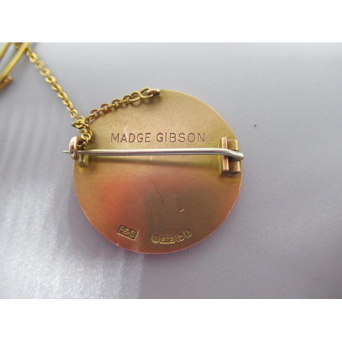 184 - 9ct yellow gold badge 'Booth Hall Infirmary, Manchester', back engraved Madge Gibson, 7.7g