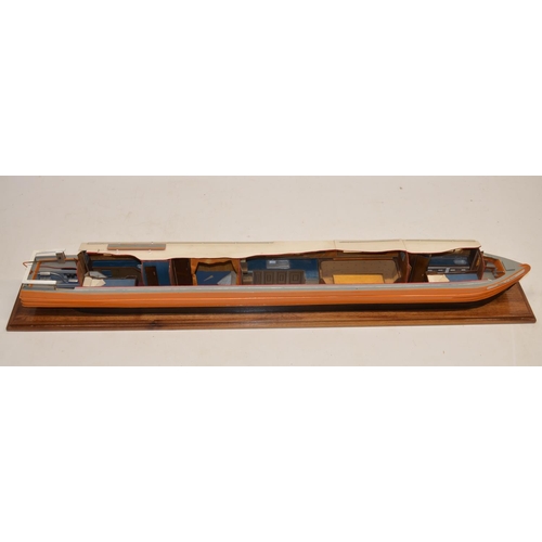 90 - Homemade wood cutaway model of a cruiser stern narrowboat 