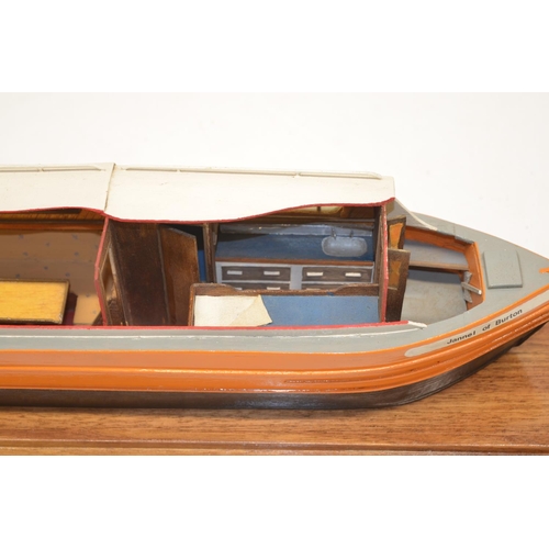 90 - Homemade wood cutaway model of a cruiser stern narrowboat 