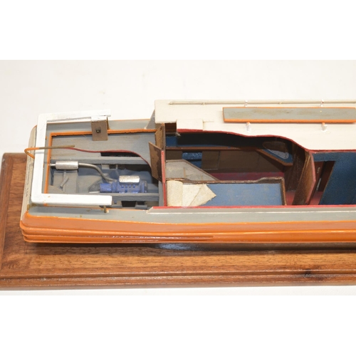 90 - Homemade wood cutaway model of a cruiser stern narrowboat 