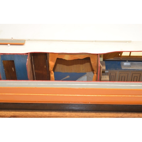 90 - Homemade wood cutaway model of a cruiser stern narrowboat 