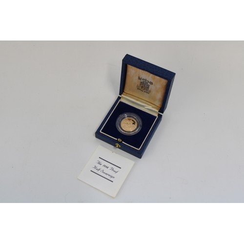 376 - 1984 UK gold proof half sovereign, encapsulated in original box with cert.