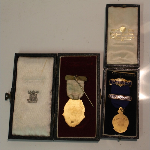 476 - 1912 A.C.C For King and Country Distinguished Service Medal. 1948 masonic Anniversary Stewards medal