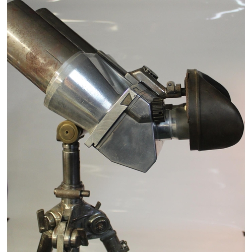 46A - WWII German Flak Binoculars on steel telescopic tripod, stamped D.F. 10x80, clean lenses, rubber eye... 