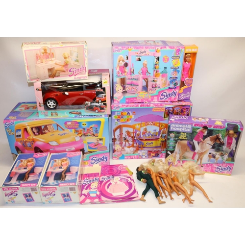 102 - Collection of 1990s Sindy playsets, incl. 'Popstars on Tour 4x4', 'Party Nails Beauty Centre', 'Mega... 