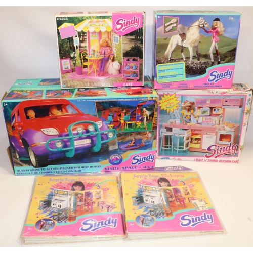 98 - 1990s Sindy play sets, comprising 'Sindy-Space 4x4', 'Cafe', 'Poseable Horse', 'Light 'n' Sound Kitc... 