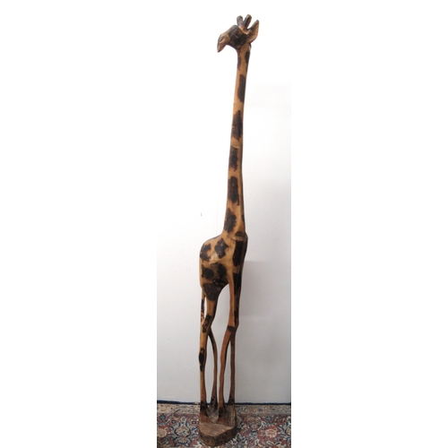 116 - Carved wooden giraffe sculpture, H165cm