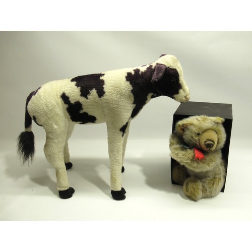 117 - Large soft toy of a freestanding calf, H54cm, and a boxed Merrythought bear