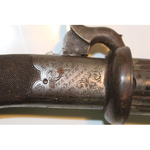 37 - Early C19th four barrel percussion pepperbox pistol by James Almond of White Lane, Chapletown, retra... 