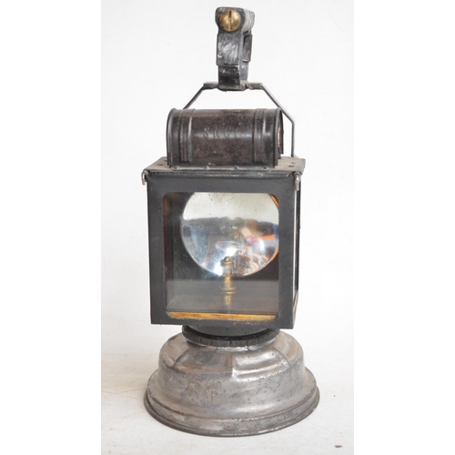 645 - Albert Butine SNCF French railway carbide lantern, circa 1920-30s. Fixed carry handle, stamped top a... 