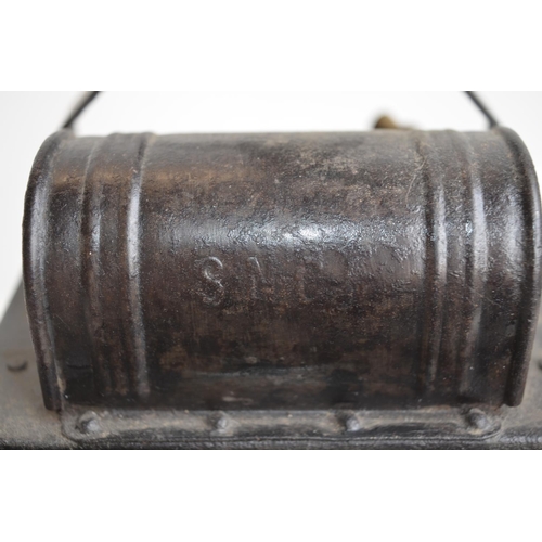 645 - Albert Butine SNCF French railway carbide lantern, circa 1920-30s. Fixed carry handle, stamped top a... 