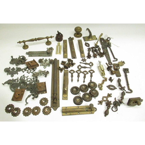 153 - Collection of period and later hinges, handles, locks, etc.