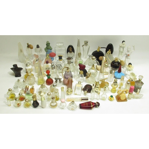 52 - Large mixed collection of glass perfume bottles, majority are empty, some with a little bit of perfu... 