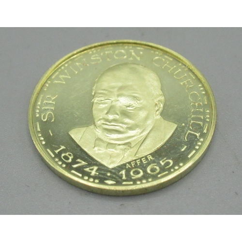 56 - Sir Winston Churchill 18ct Gold commemorative medal No A1761, 4.0g. by Metalimport Ltd