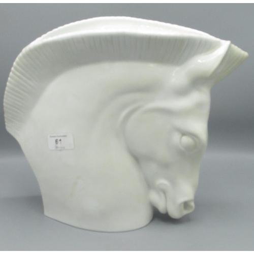 61 - Royal Worcester Porcelain vase modelled as a horse head, H28cm