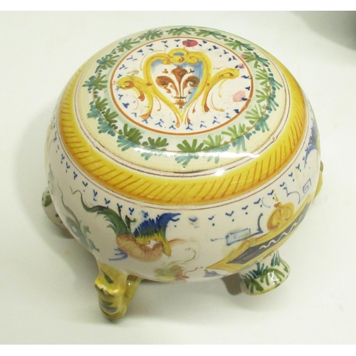 77 - Treacle glaze wear jug, Belgian pottery jug, faience wear 3 handled flower pot with 3 spouts, west G... 