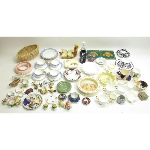 78 - Mixed collection of ceramics and glass inc. a signed Art glass flower vase, Crown Staffordshire 'Che... 