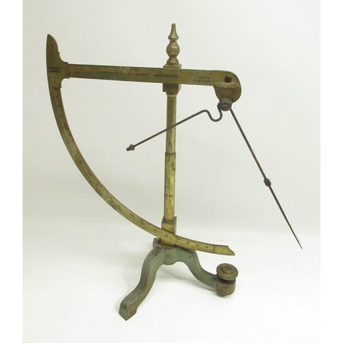 253 - Goodbrand & Co., Ltd., Manchester - early 20th brass tarn scale on painted cast iron tri-form base, ... 