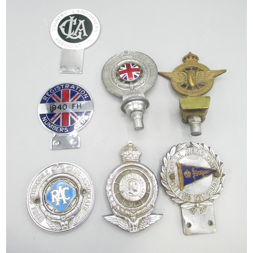 261 - Royal Aero Club United Kingdom chrome and enamel car badge no. 492, Civil Service Motoring Associati... 