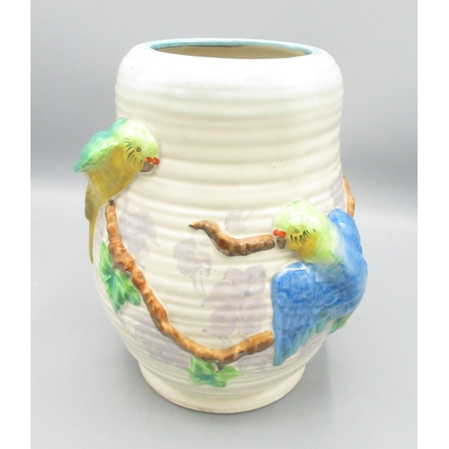 262 - Clarice Cliff Budgerigar vase, numbered 778 and printed markers mark to base, H21cm