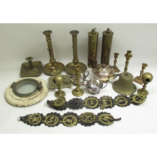 273 - Walker & Hall three piece EPNS teaset, contemporary cast metal garden brackets, similar pot holders,... 