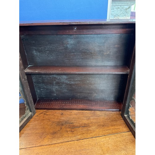 181 - Victorian oak two door wall rack W62cm H65cm and a similar cupboard, (2)