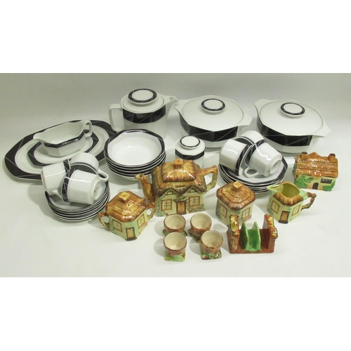 274 - Beswick Cottage preserve pot no. 244, similar Price Bros cottage ware toast rack, three piece teaset... 