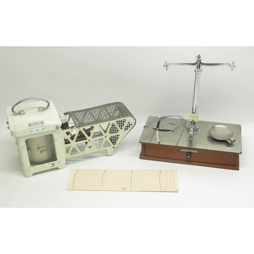 277 - Casella London - barograph in cream painted case no. 9081 and a Oertling Class B chrome plated chemi... 