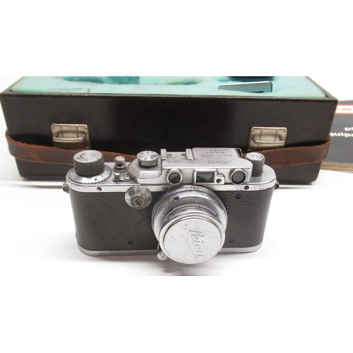 284 - 1930's Lieca III Rangefinder camera no. 148644 with Leitz Summar f=5cm 1:2 lens no. 287607, Leitz El... 