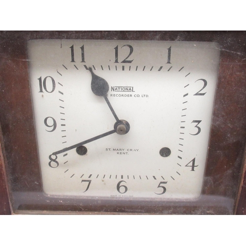 289 - National Time Recorder Co., mid C20th oak clocking in clock, another National Time Recorder Co. cloc... 